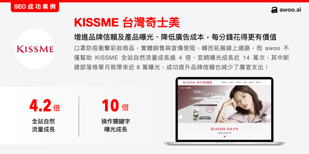  awoo 成功案例：KISSME 台灣奇士美