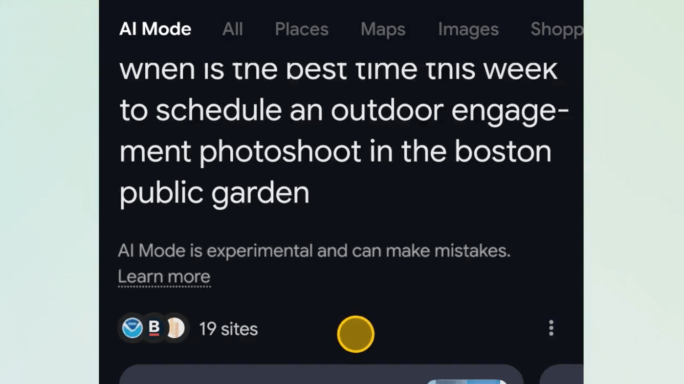 AI Mode 示意(圖截自 Google)