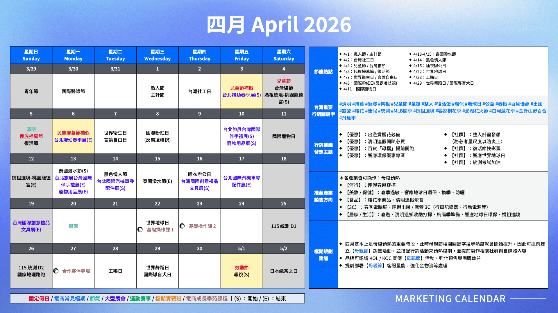 2026 四月節慶行銷熱點