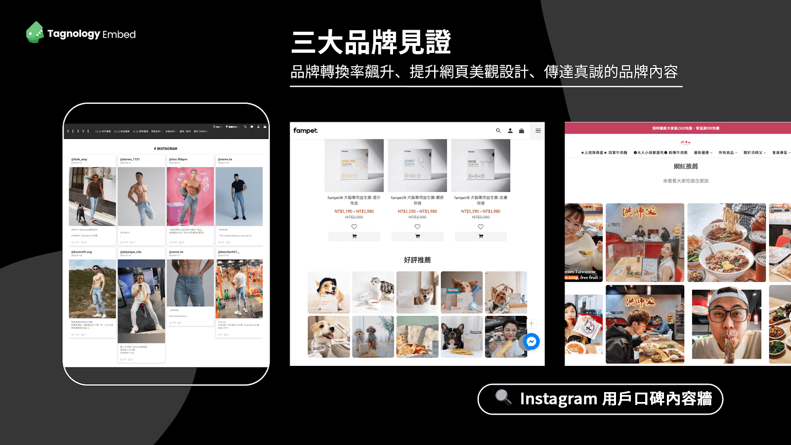 《 Tagnology 》的「Instagram 用戶口碑內容牆」功能示意