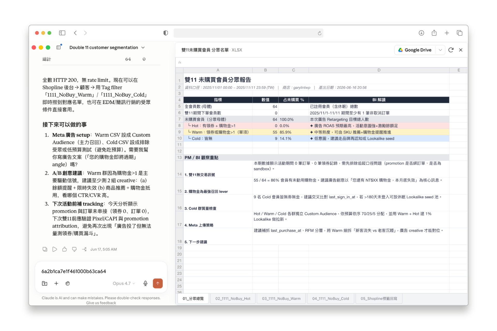 可針對分眾群組進行人工確認（此為測試商店資料，僅供參考）
