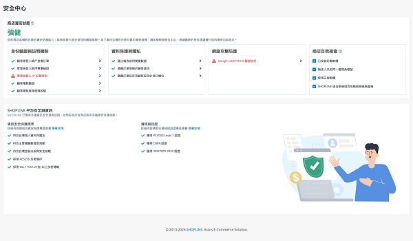 SHOPLINE 資訊安全中心示意
